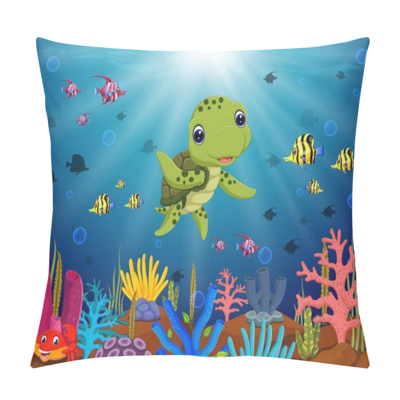 Personality  Cute Cartoon Turtle Underwater Pillow Covers