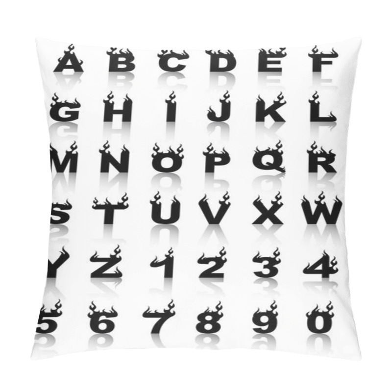 Personality  Fire Alphabet, Cartoon-style, Simple Black With Shadows Pillow Covers