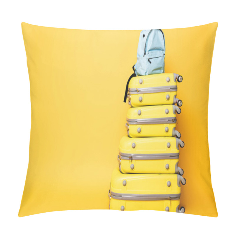 Personality  Blue Backpack On Travel Bags Isolated On Yellow Pillow Covers