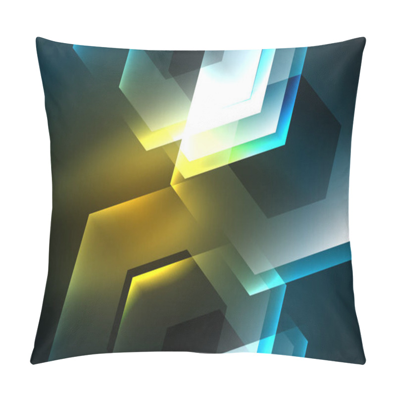 Personality  Techno Glowing Glass Hexagons Vector Background Pillow Covers