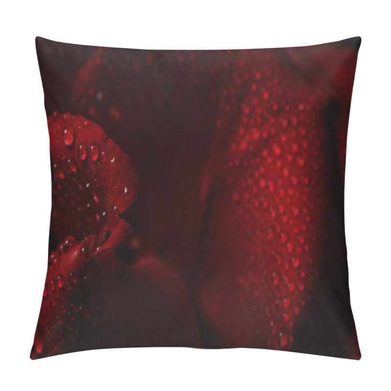 Personality  Red Rose With Dew On A Black Background Pillow Covers