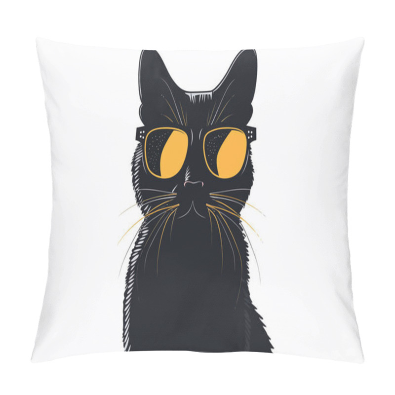 Personality  Cat Wearing Glasses Isolated Vector Style Pillow Covers