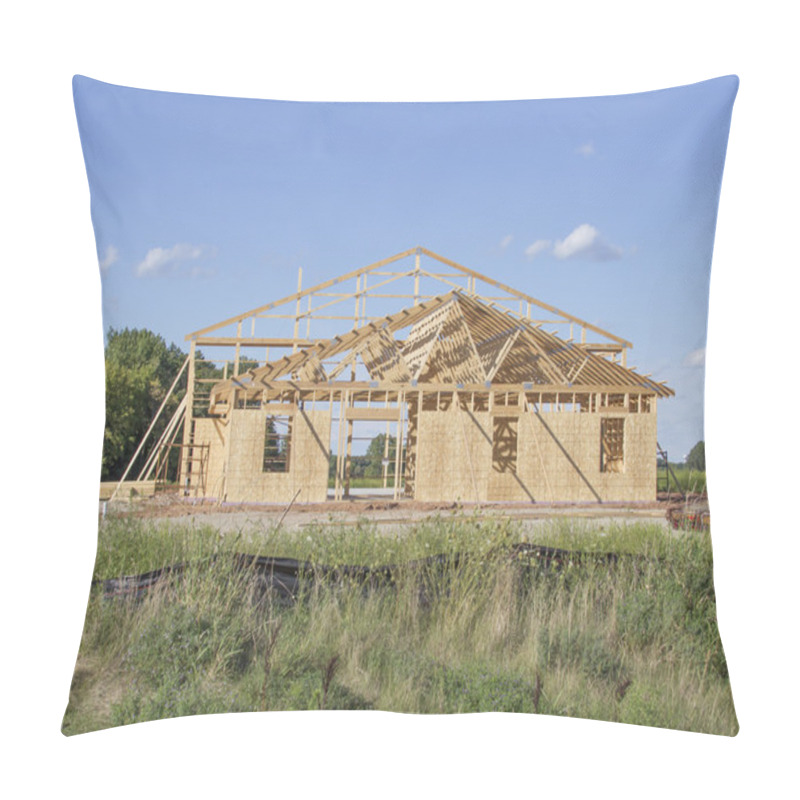 Personality  A Building Framed During Construction Pillow Covers