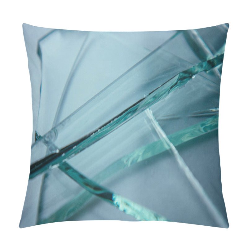 Personality  Broken Glass Background For Your Images Isolated On White. Many Large Glass Fragments Scattering From A Hammer As A Concept Of Violence. Pillow Covers