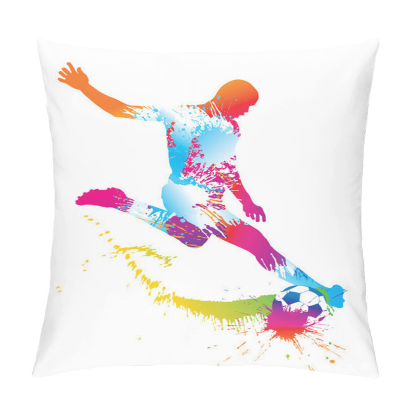 Personality  Soccer Player Kicks The Ball. Vector Illustration. Pillow Covers