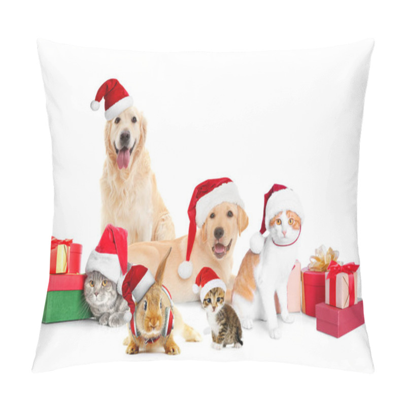 Personality  Funny Pets In Santa Hats  Pillow Covers