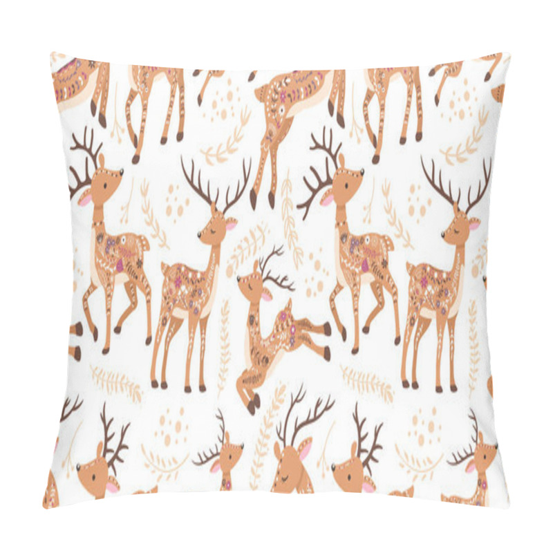 Personality  Beautiful Folk Reindeer Seamless Pattern Pillow Covers