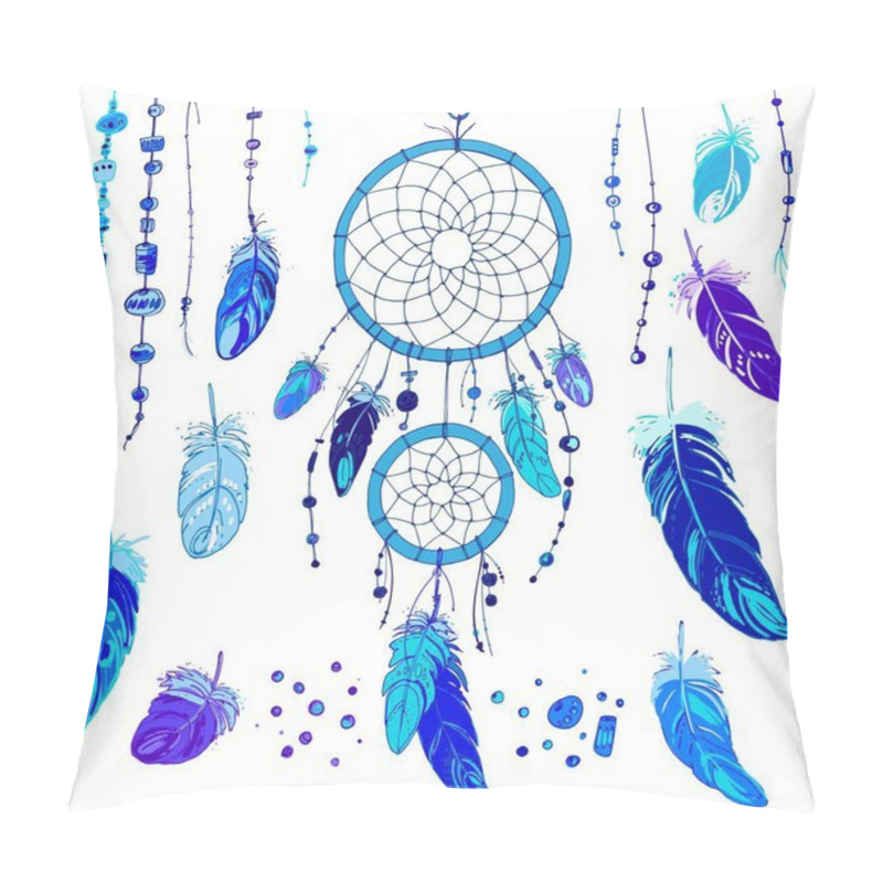 Personality  Set Of Ornaments, Feathers And Beads. Pillow Covers