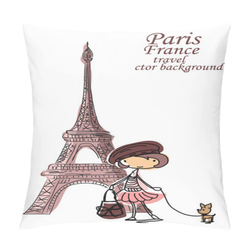 Personality  Fashion Cartoon Girl Travels The World, Vector Background Pillow Covers