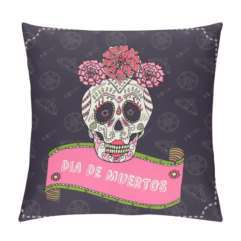 Personality  Sugar Skull Calavera Catrina Vector Illustration For Day Of The Dead Mexican Celebration Pillow Covers