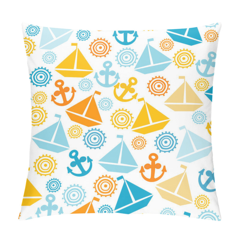 Personality  Cartoon Seamless Pattern With Sail Boats, Anchors And Stylized S Pillow Covers