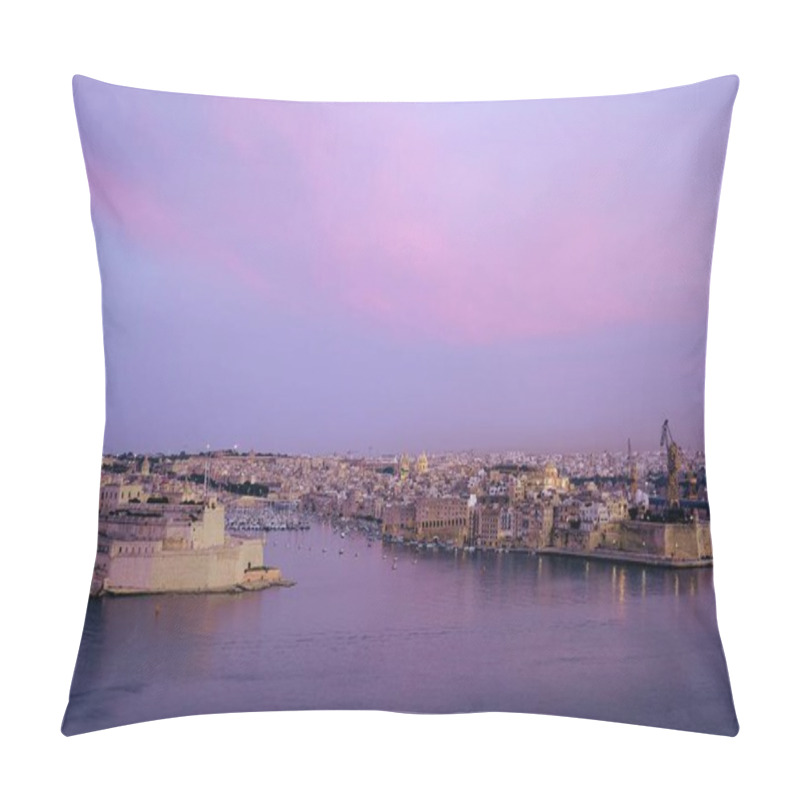 Personality  View Of The Senglea, Malta, With Historical Fortifications At Sunset, Soft Pink Hues In The Sky. Pillow Covers