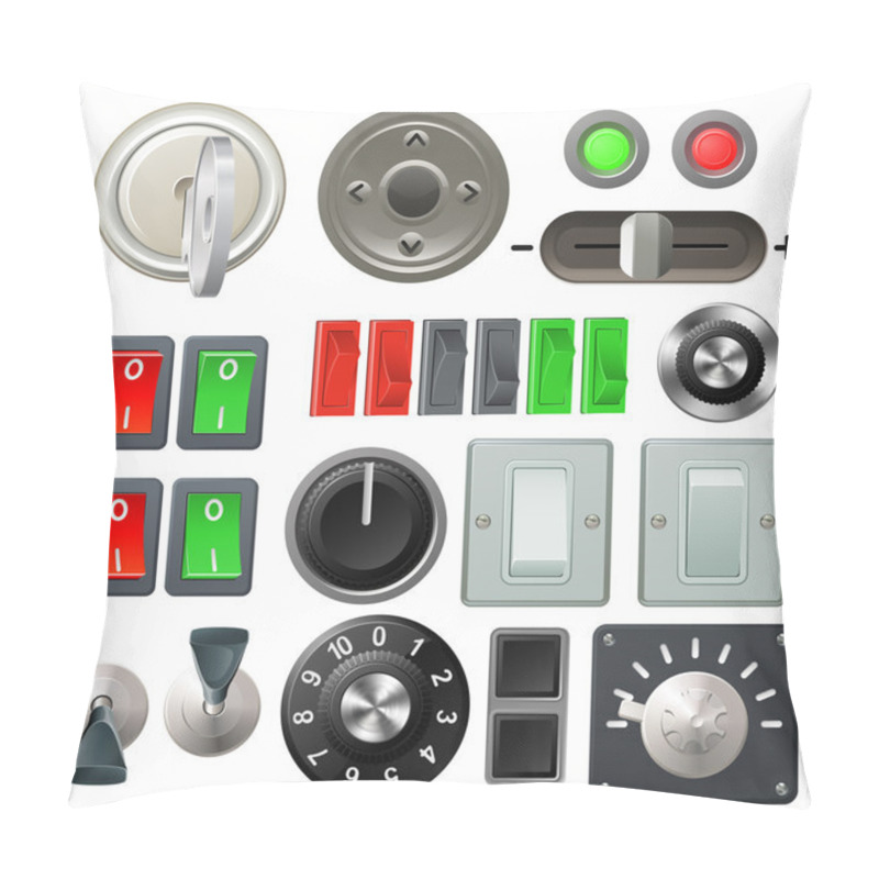 Personality  Knob Switch And Dial Design Elements Pillow Covers