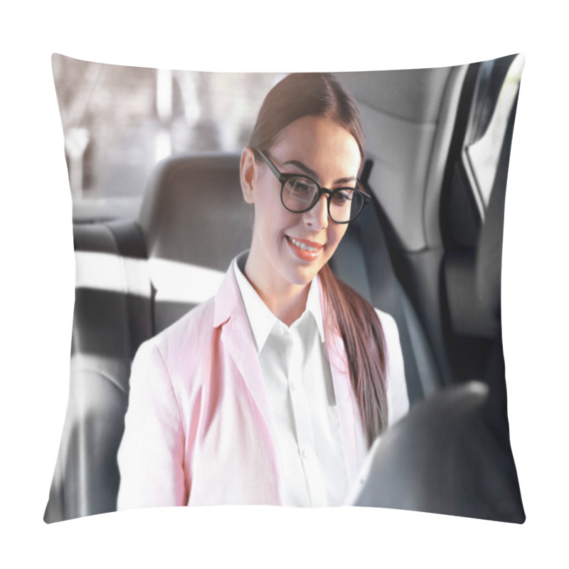 Personality  Businesswoman In Luxury Car Pillow Covers