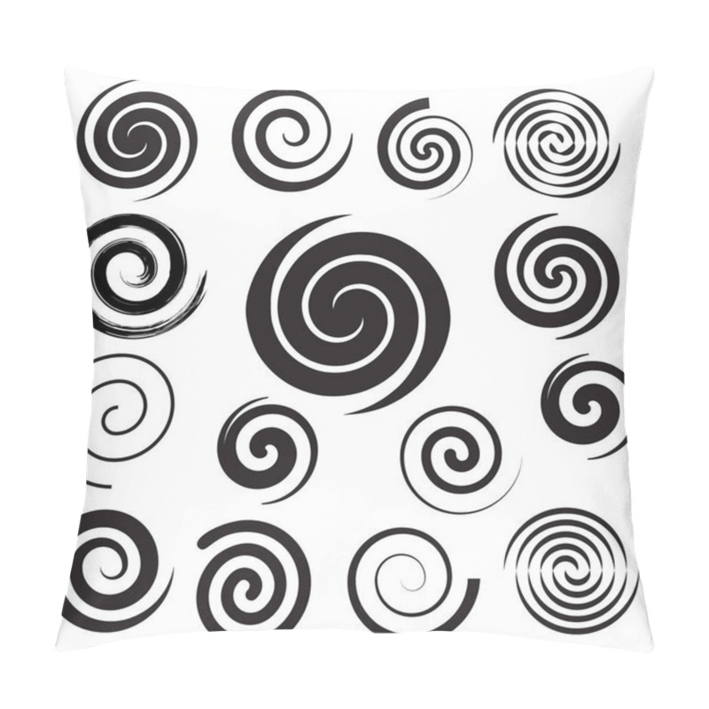 Personality  Spiral Collection. Set Of Simple Spirals. Set Of Black Elements For Design Pillow Covers