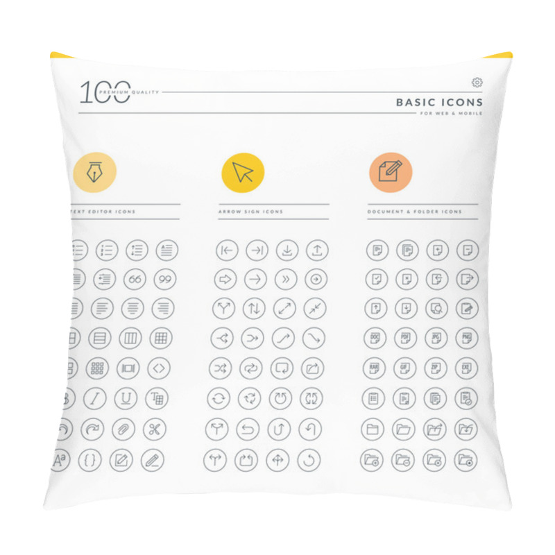 Personality  Set Of Basic Icons For Web And Mobile Pillow Covers