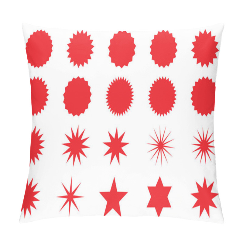 Personality  Retro Stars, Sunburst. Red Beams Firework. Design Elements. Best For Sale Sticker, Price Tag, Quality Mark. Flat Vector Illustration Isolated On White Background. Pillow Covers