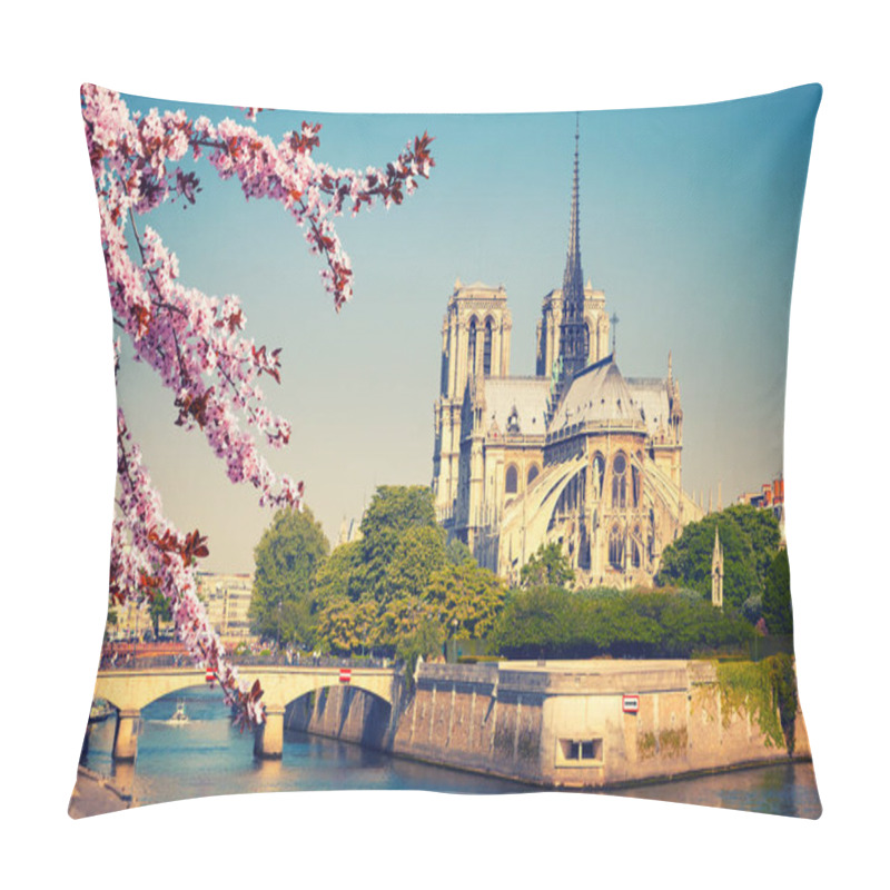 Personality  Notre Dame De Paris At Spring Pillow Covers