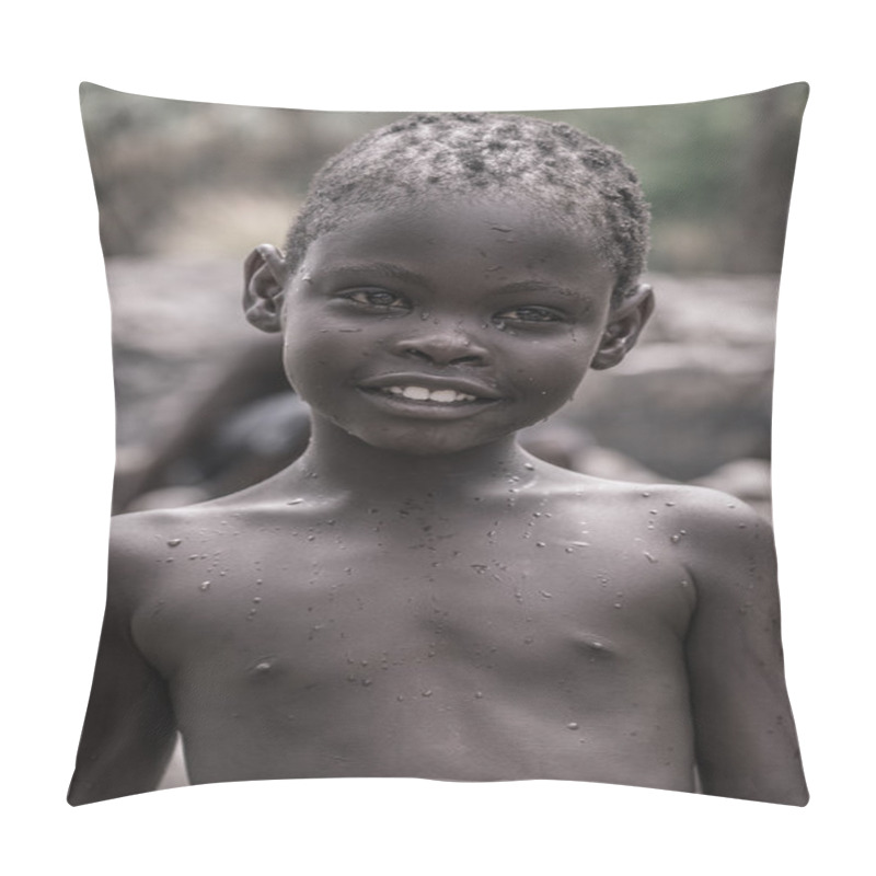 Personality  Portrait Of A Young Kid Of The Himba Tribe, Namibia Pillow Covers