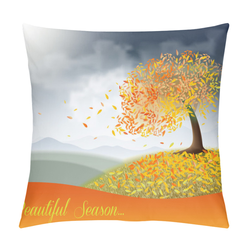 Personality  Autumn Field With Beautiful Tree Pillow Covers