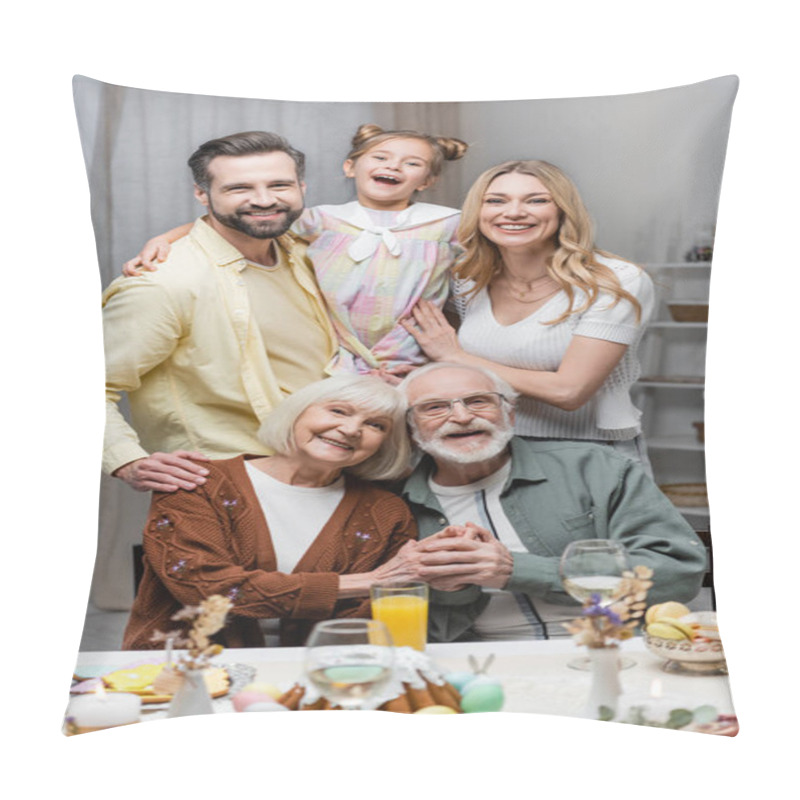 Personality  Cheerful Family Looking At Camera During Easter Celebration Pillow Covers