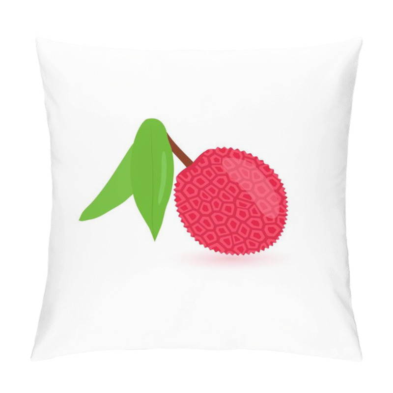 Personality  Tropical Exotic Lychee With Leaves. Vector Illustration. Flat Style. Isolated Icon For Print, Sticker, Template For Advertising. Abstract Fruit , Vegetarian Menu, Juice. Pillow Covers