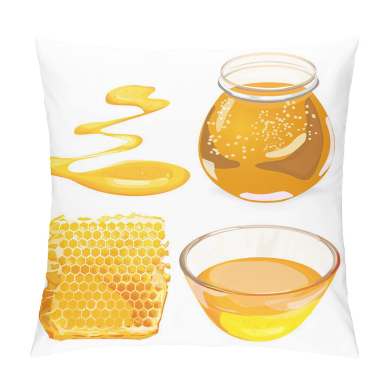 Personality  Vector Illustrations Of Honey In Honeycombs In Jar. Pillow Covers