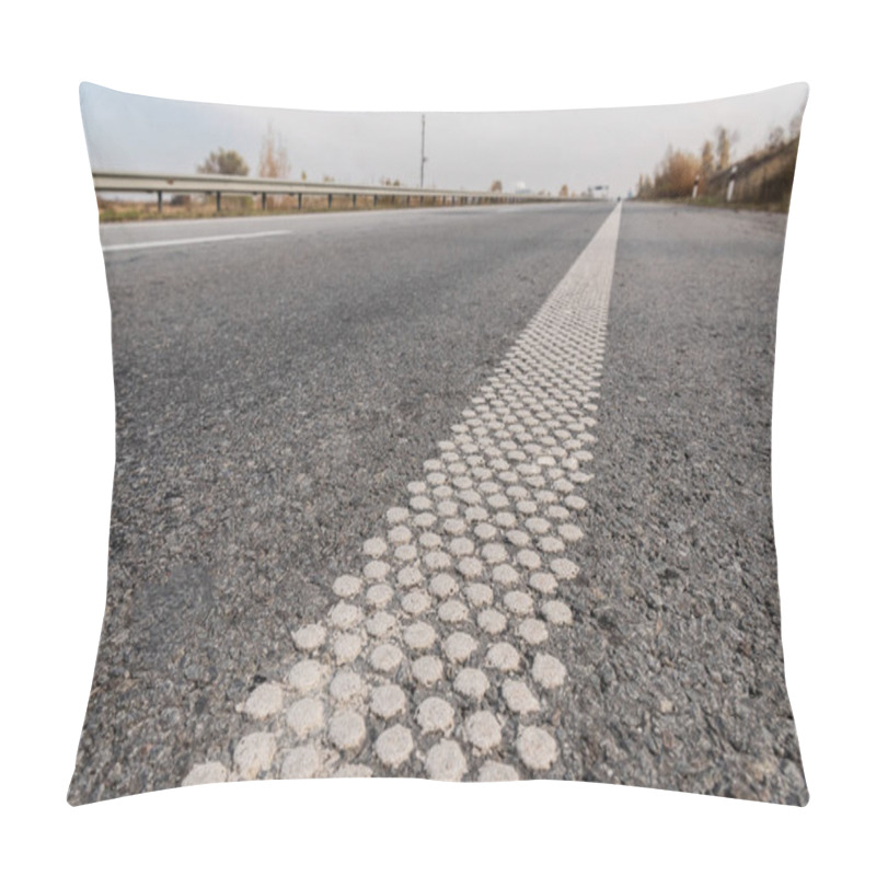 Personality  Lane On Grey Asphalt On Empty Highway  Pillow Covers