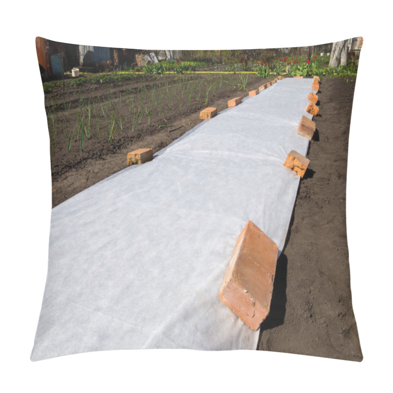 Personality  White Covering Materials Spread Out On The Ground To Protect The Seedlings From The Cold Pillow Covers