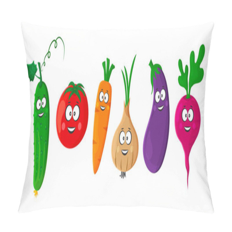 Personality  Cartoon Vector Vegetables Kawaii. Stylized Character Emoticons Isolated On White Background. Funny Illustration Pillow Covers