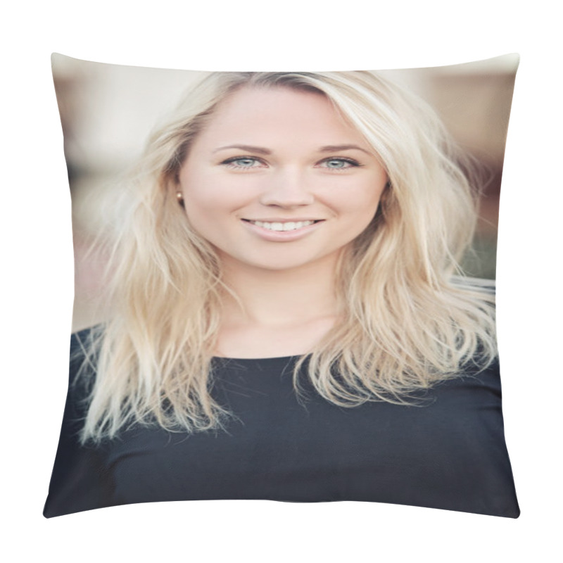 Personality  Beautiful Blonde Girl Portrait On The Street Pillow Covers