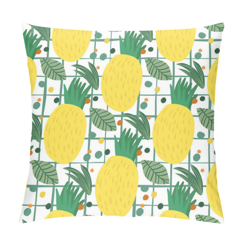 Personality  Pineapple Seamless Pattern On Stripe Background. Hand Drawn Pineapple Pillow Covers