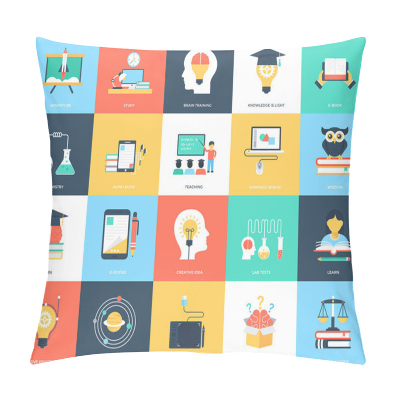 Personality  Education Flat Icons Pack Pillow Covers