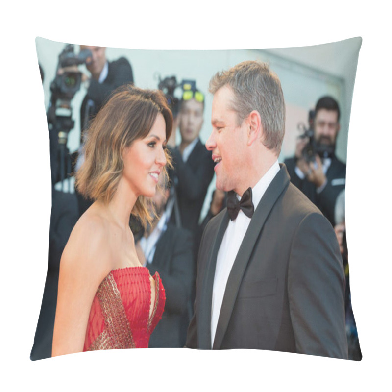 Personality   Luciana Damon, Matt Damon At The Downsizing Premiere And Opening Ceremony, 74th Venice Film Festival In Italy On 30 August 2017 Pillow Covers