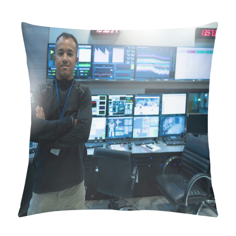 Personality  System Security Specialist Working At System Control Center Pillow Covers