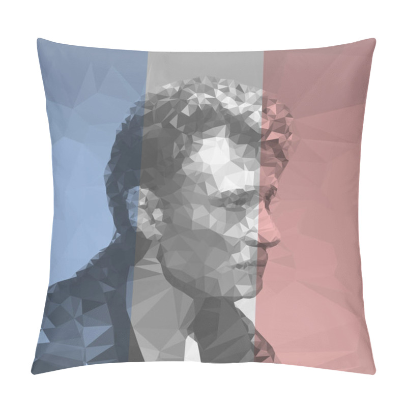 Personality  PARIS, FRANCE - DECEMBER 2017 - Death Of Singer Johnny Hallyday, Polygonal Graphic Elaboration Of Portrait With French Flag Pillow Covers