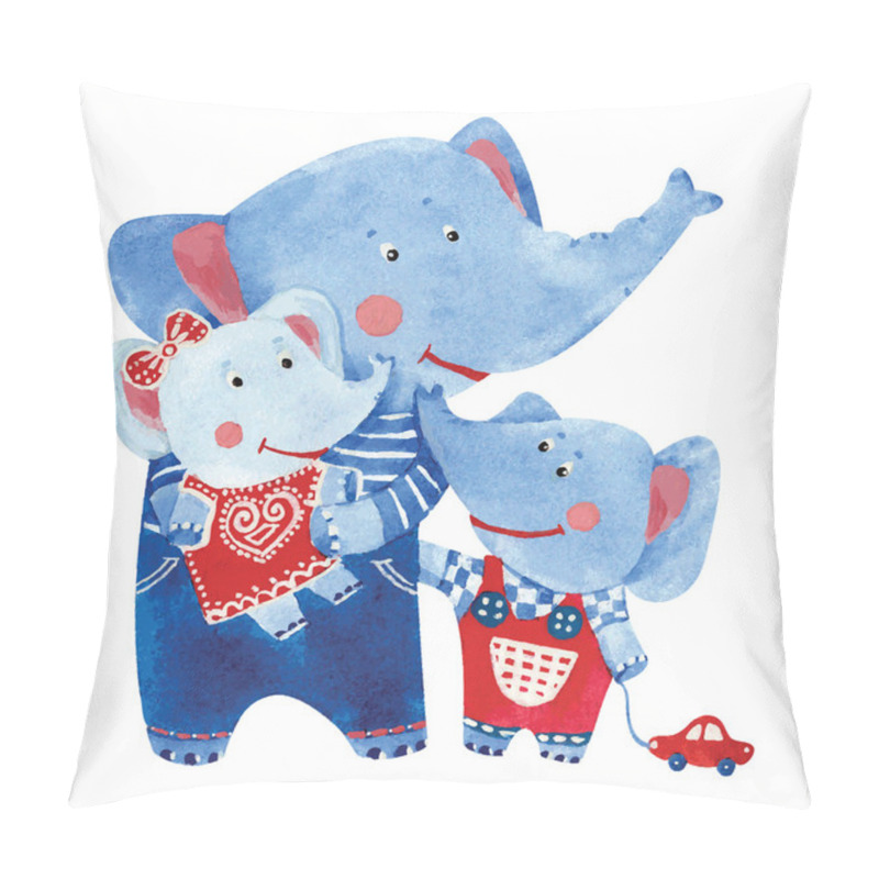 Personality  Illustration Of Elephants Family Pillow Covers