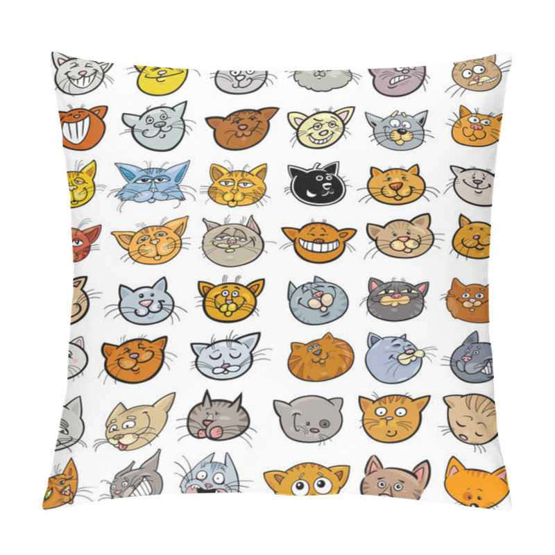 Personality  Cartoon Funny Cats Heads Big Set Pillow Covers