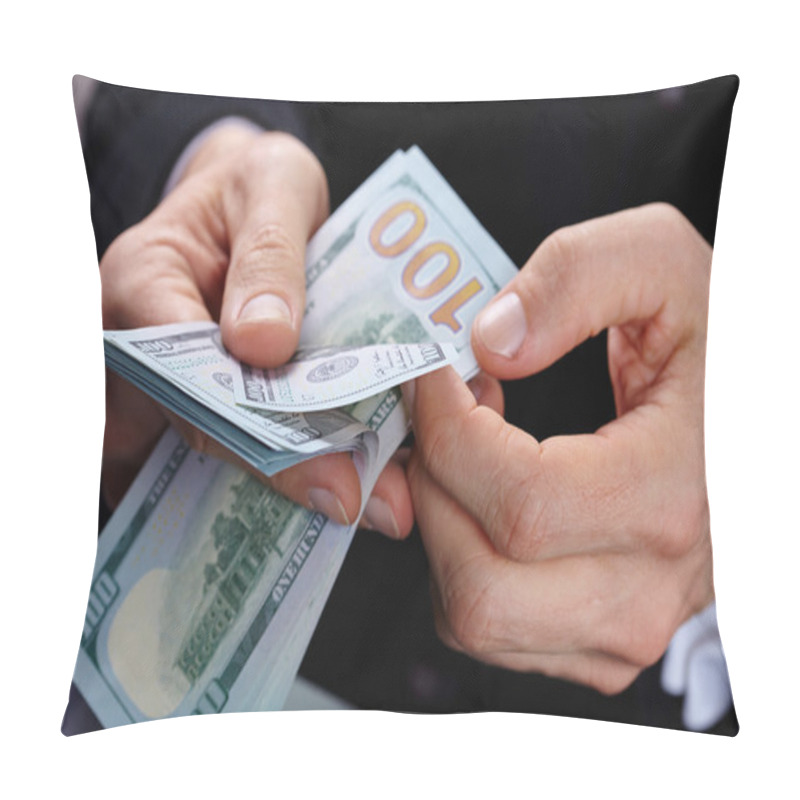 Personality  Businessman Holding Banknotes Pillow Covers