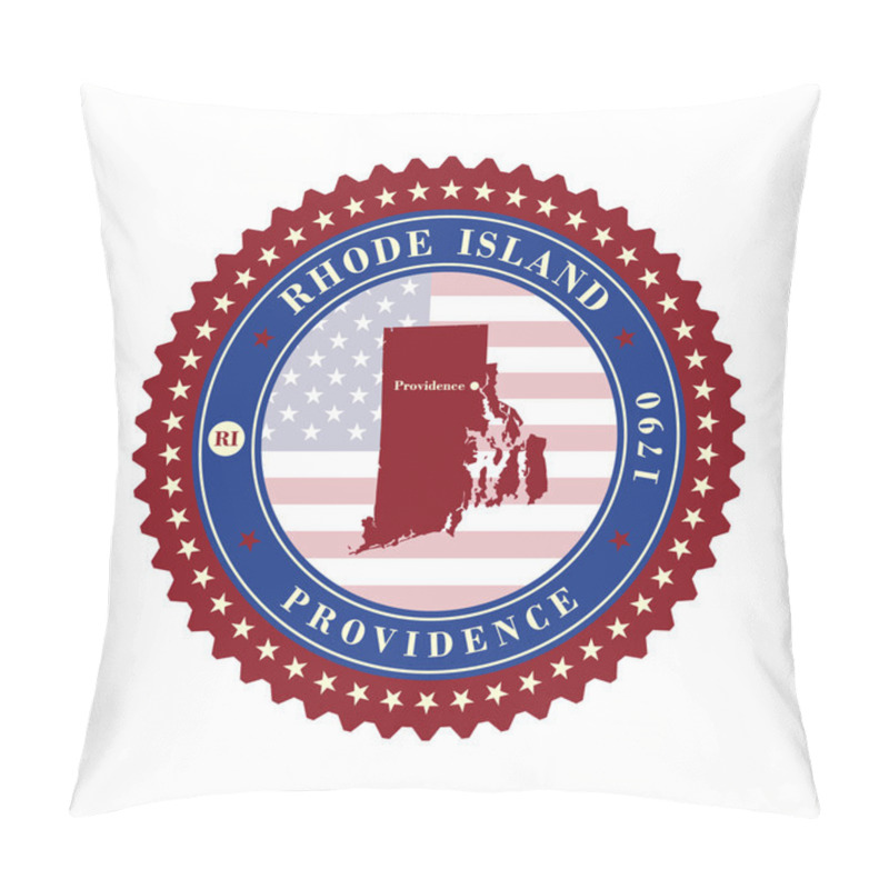 Personality  Label  Sticker Cards Of State Rhode Island  USA Pillow Covers