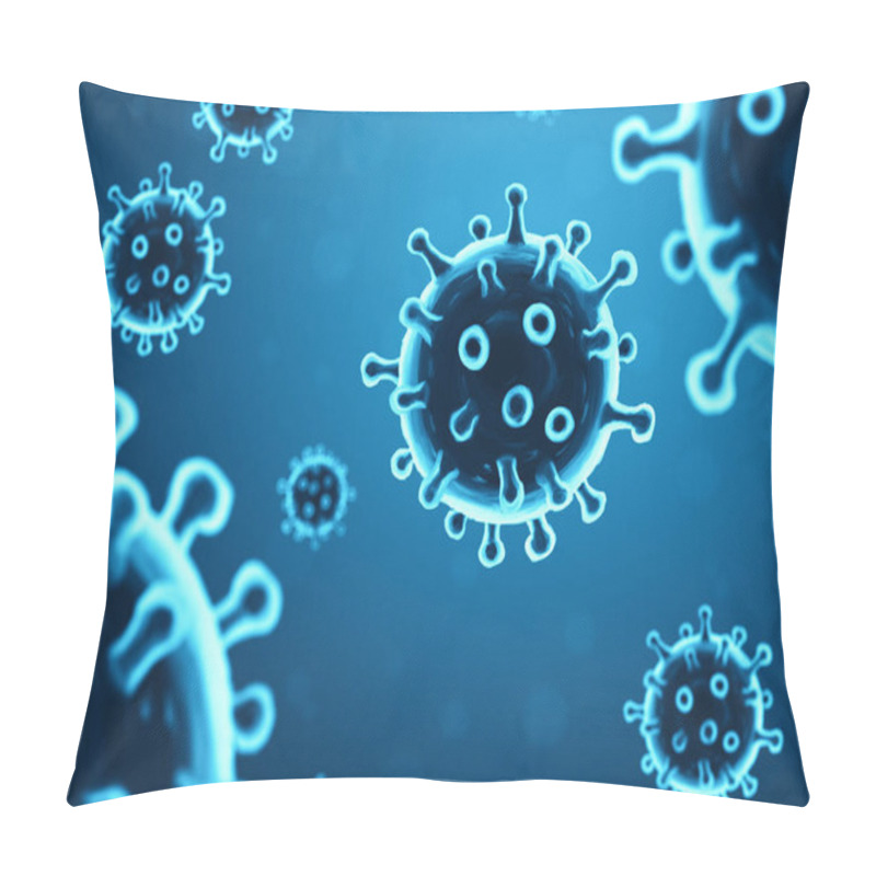 Personality  Virus Illustration On A Blue Background. Pillow Covers