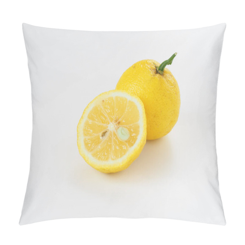 Personality  Japanese Yuzu Fruits Placed On White Background Pillow Covers