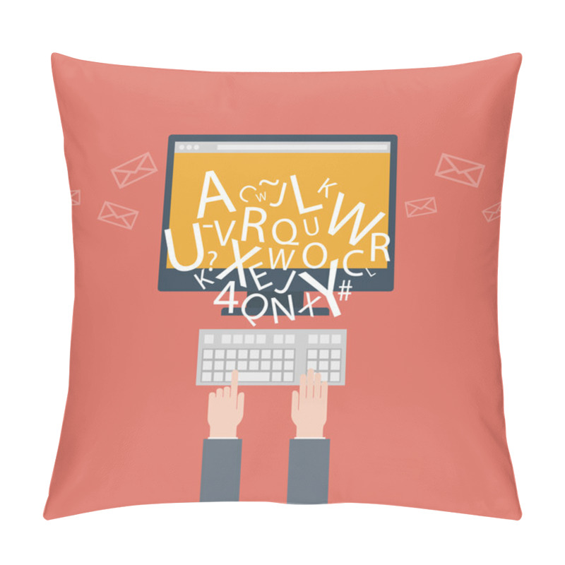 Personality  Blogging And Writing For Website, Email. Vector Illustration, Flat Design Style With Trendy Icons Pillow Covers