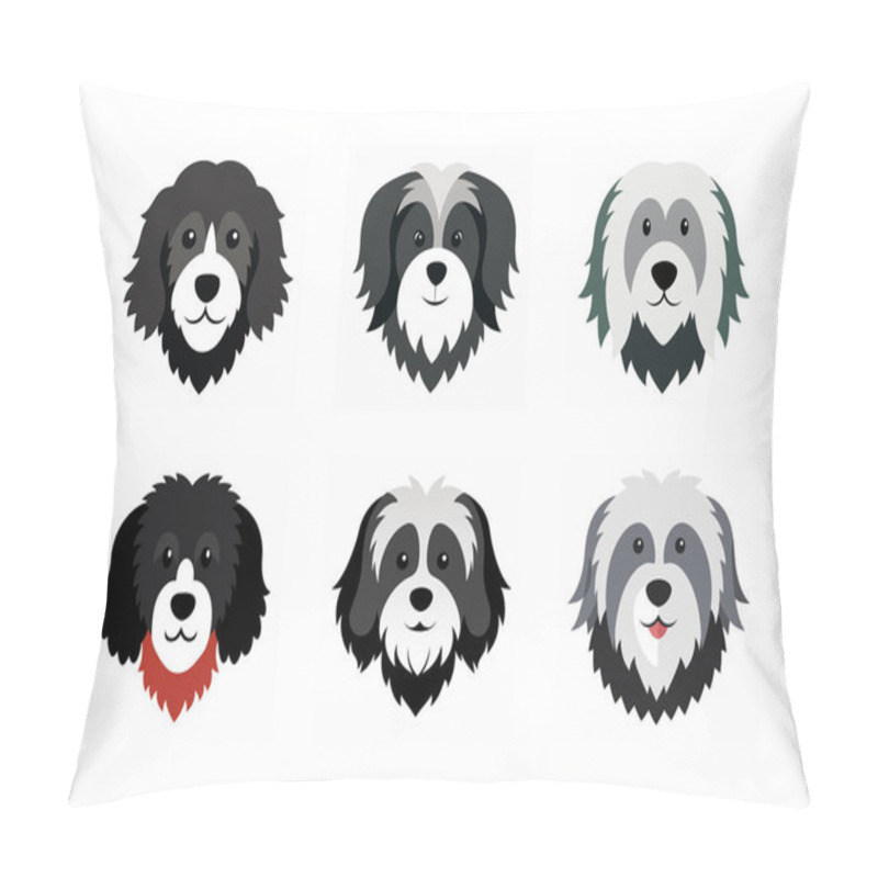 Personality  Dog Head Breed Vector Art Illustration Bundle Pillow Covers