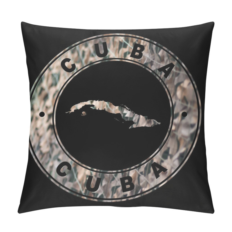 Personality  Map Of Cuba, Military Stamp, Round Design Pillow Covers