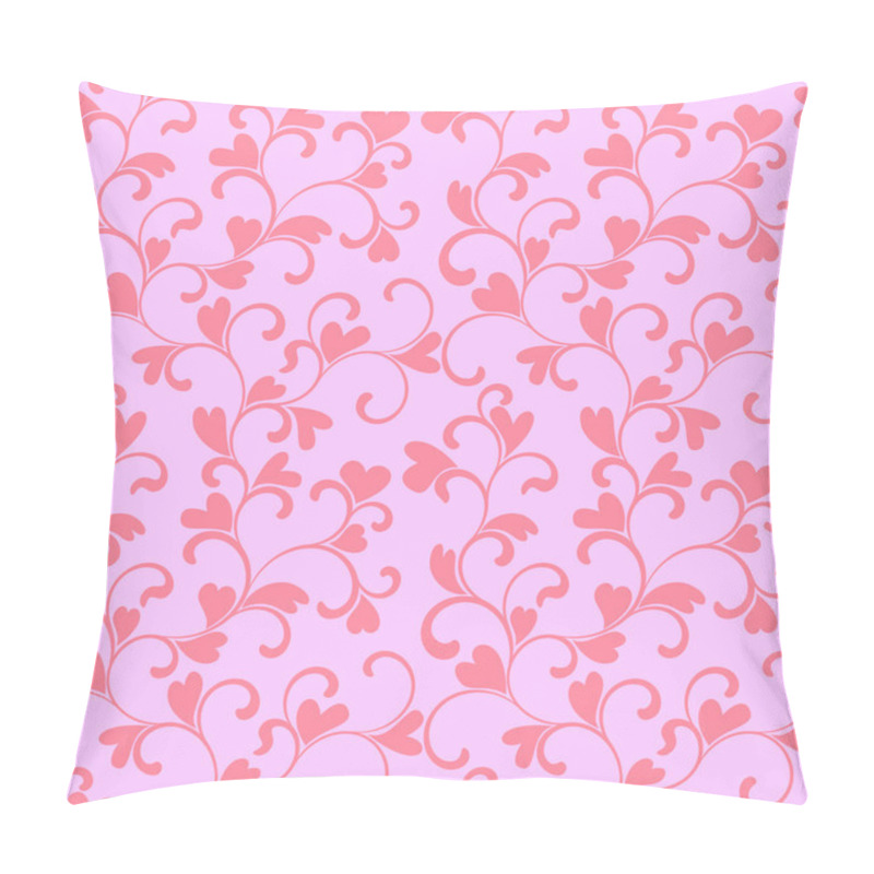 Personality  Seamless Pattern With Swirls And Hearts On A Pink Background Pillow Covers