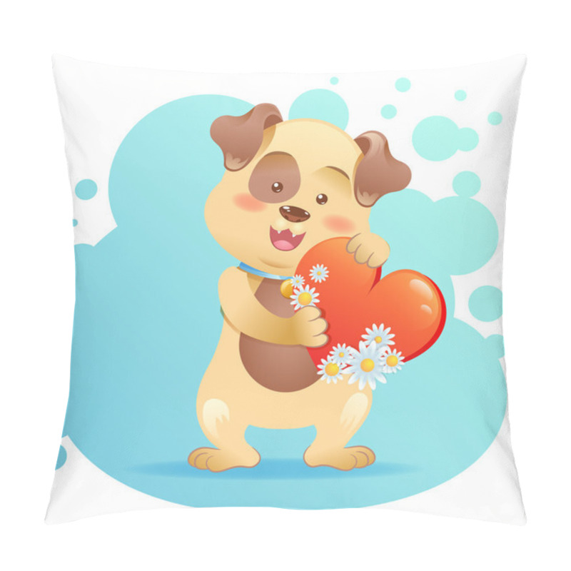 Personality  Dog Pet Isolated Holding Heart Pillow Covers