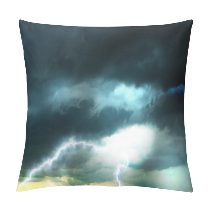 Personality  Sky With Heavy Rainy Clouds And Lightnings. Thunderstorm  Pillow Covers