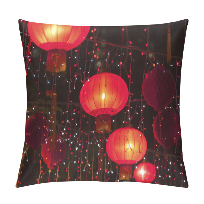 Personality  Red Chinese Lantern  Background  Wallpaper Close Up Pillow Covers