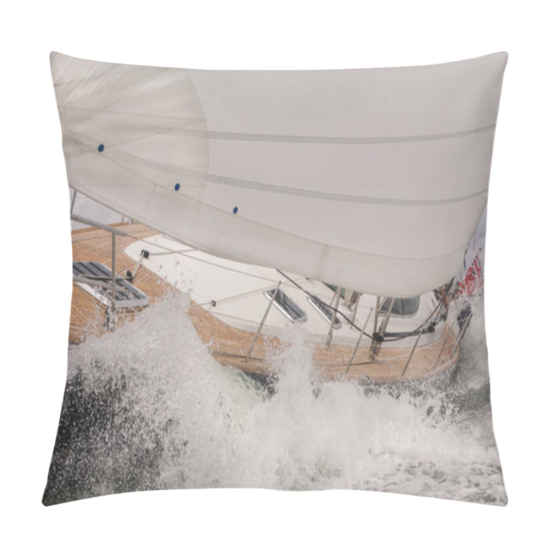 Personality  Sailing Boat Yacht In Rough Sea Waves Pillow Covers